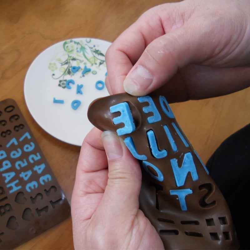 Murong Silicone Letter Number Molds,Reusable Chocolate Molds with Happy Birthday Cake Decorating Symbols(Brown 2pcs) - Image 5